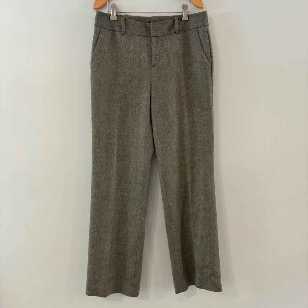 Chaps Trousers 10 Herringbone Wool Blend Academia Preppy Office Classic Neutral